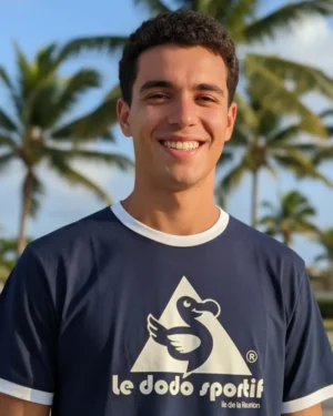 T-shirt-Marine col blanc