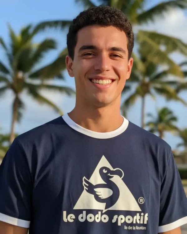 T-shirt-Marine col blanc