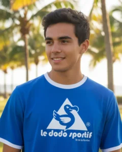 T-shirt-Beu-clair-col-blanc dodo sportif