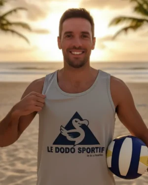 Débardeur technique homme gris clair Dodo Sportif – 100% polyester, île de la Réunion