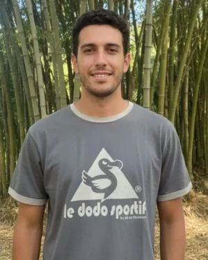 T-shirt gris col beige Dodo Sportif – 100% coton, style Réunion authentique