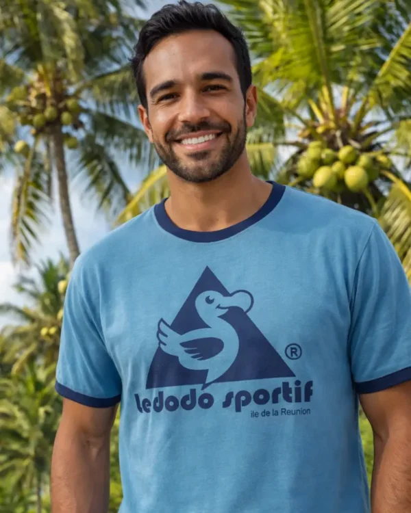 T-shirt-Bleu pétrole Dodo Sportif – 100% coton, île de la Réunion